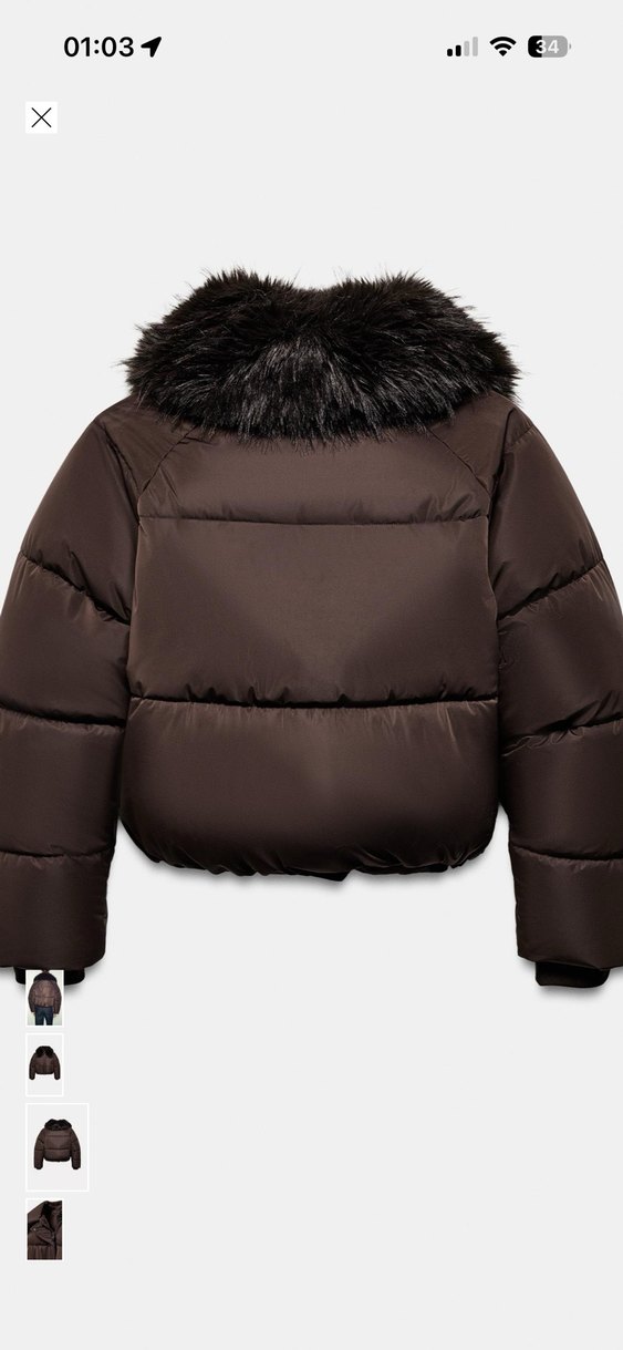 Zara suni yakalı kapitone bomber ceket - Görsel 2