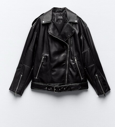 Zara oversize suni deri biker ceket