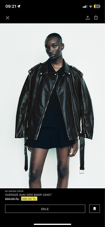 m Beden Zara oversize suni deri biker ceket