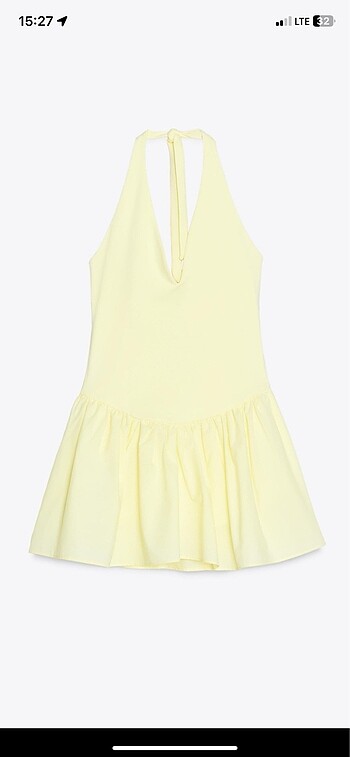 Zara kontrast halter yaka elbise