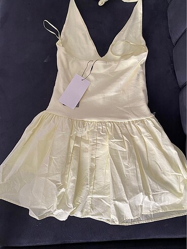 Zara Zara kontrast halter yaka elbise