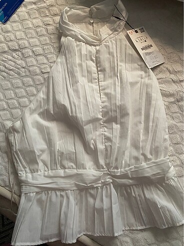 l Beden beyaz Renk Zara piliseli halter top