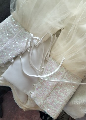 Straplez Taş Detaylı kısa Gelinlik& Abiye - Görsel 5