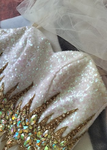 Straplez Taş Detaylı kısa Gelinlik& Abiye - Görsel 3