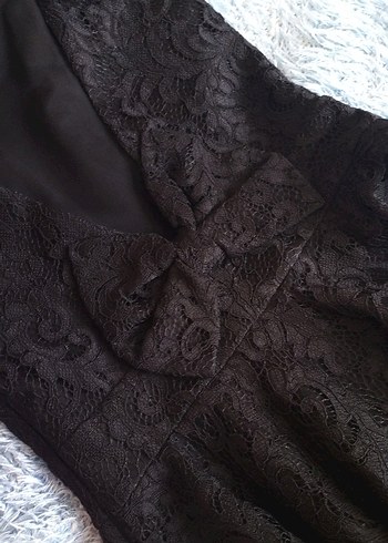 Siyah Dantel Midi Gösterişli Elbise - Görsel 4