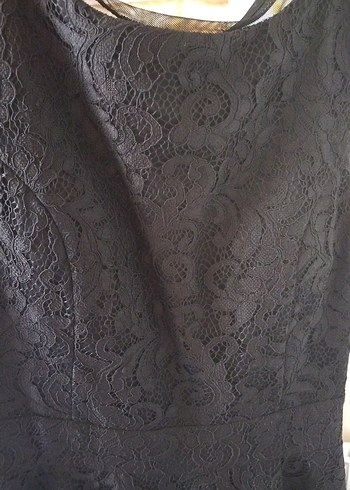 Siyah Dantel Midi Gösterişli Elbise - Görsel 6