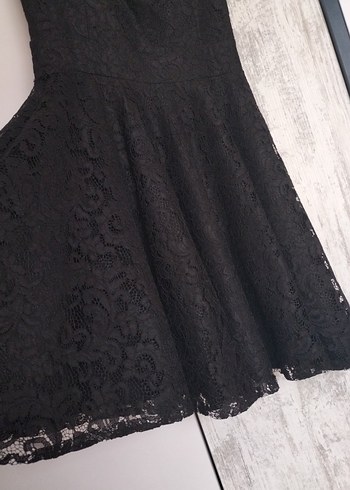 Siyah Dantel Midi Gösterişli Elbise - Görsel 2