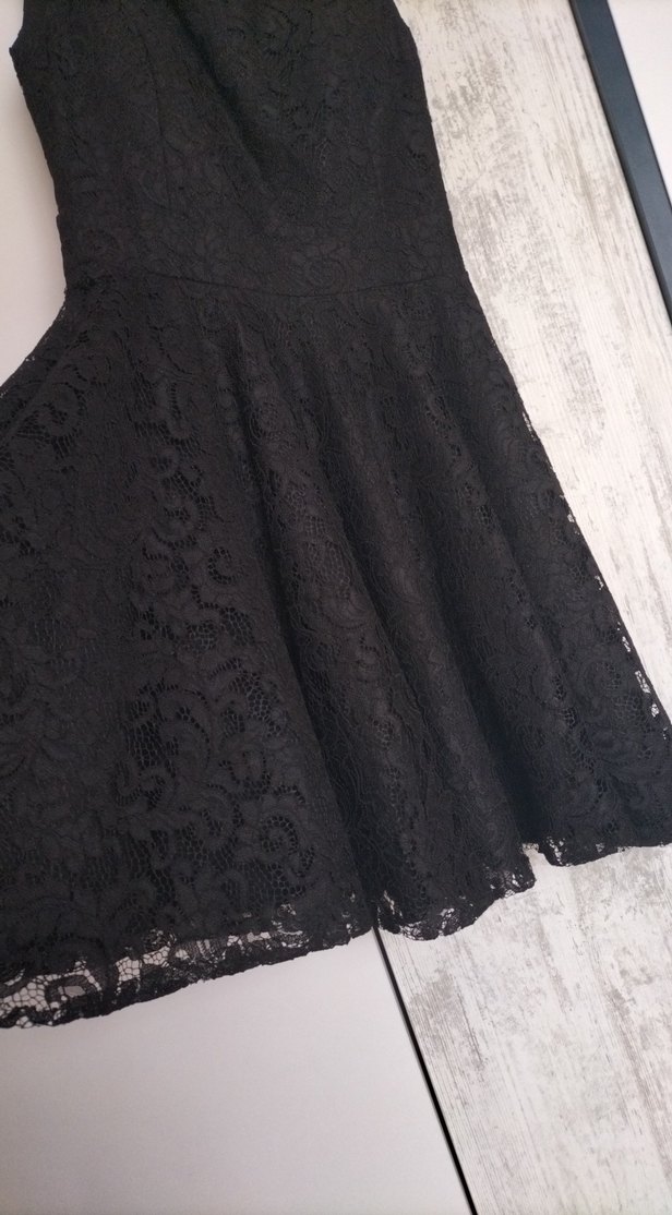 Siyah Dantel Midi Gösterişli Elbise - Görsel 2