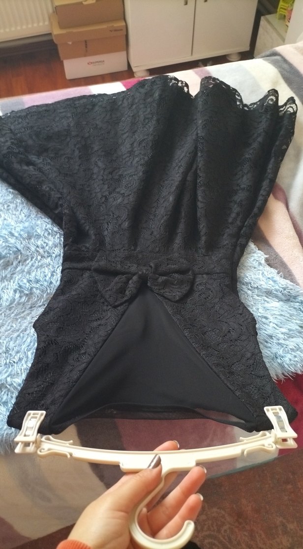 Siyah Dantel Midi Gösterişli Elbise - Görsel 5