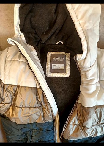 Kapüşonlu Renk Bloklu  Kışlık Mont - Görsel 2