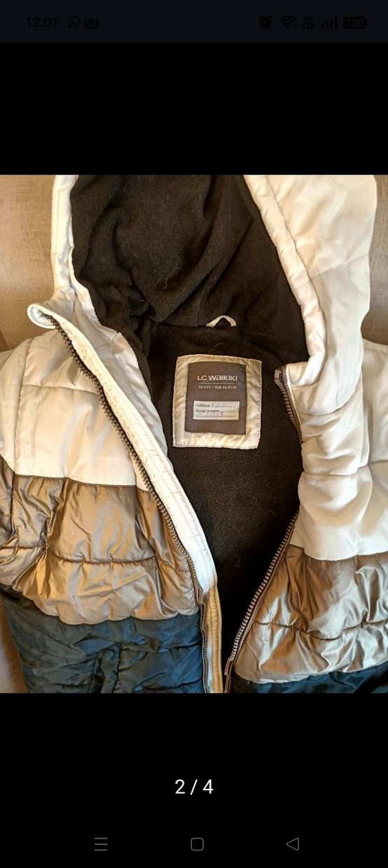 Kapüşonlu Renk Bloklu  Kışlık Mont - Görsel 2