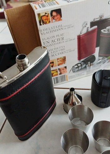 Paslanmaz Çelik 200 ml Likör kanyak Seti Siyah - Görsel 16