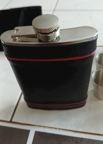 Paslanmaz Çelik 200 ml Likör kanyak Seti Siyah - Görsel 4