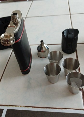 Paslanmaz Çelik 200 ml Likör kanyak Seti Siyah - Görsel 12