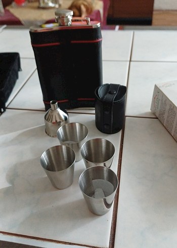 Paslanmaz Çelik 200 ml Likör kanyak Seti Siyah - Görsel 2