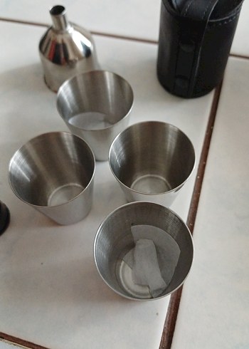 Paslanmaz Çelik 200 ml Likör kanyak Seti Siyah - Görsel 5