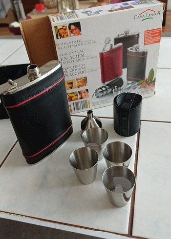 Paslanmaz Çelik 200 ml Likör kanyak Seti Siyah - Görsel 15