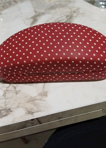 Kırmızı Puantiyeli bordo Kadın Gözlük Kutusu - Görsel 4