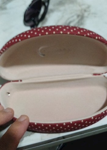 Kırmızı Puantiyeli bordo Kadın Gözlük Kutusu - Görsel 6