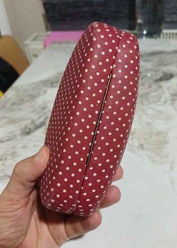 Kırmızı Puantiyeli bordo Kadın Gözlük Kutusu - Görsel 10