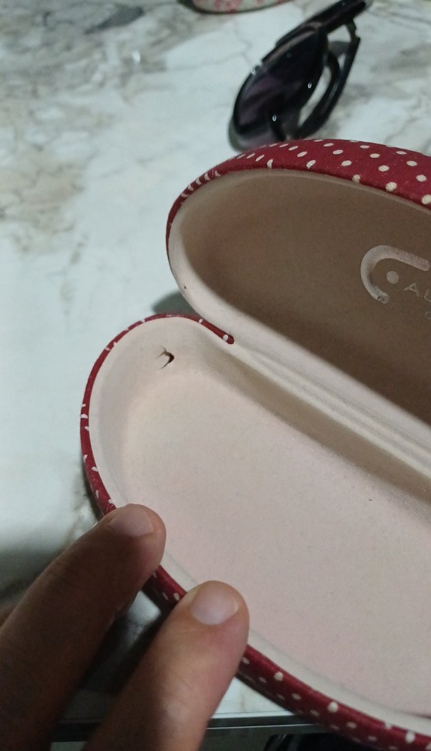 Kırmızı Puantiyeli bordo Kadın Gözlük Kutusu - Görsel 5