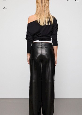 Siyah Deri Kadın Boyfriend Pantolon - Görsel 2