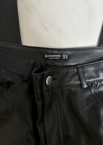 Siyah Deri Kadın Boyfriend Pantolon - Görsel 4