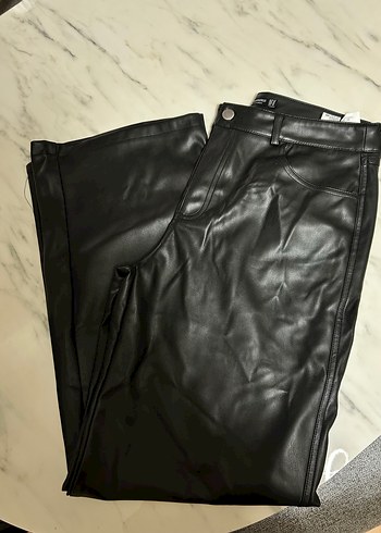 Siyah Deri Kadın Boyfriend Pantolon - Görsel 3