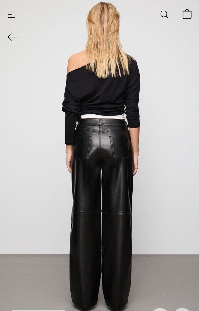 Siyah Deri Kadın Boyfriend Pantolon - Görsel 2