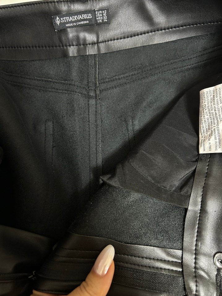 Siyah Deri Kadın Boyfriend Pantolon - Görsel 5