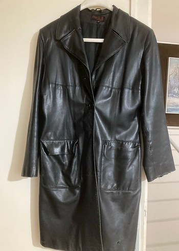 Siyah Midi Deri Kadın Ceket - Görsel 6