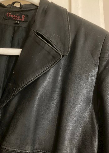 Siyah Midi Deri Kadın Ceket - Görsel 4