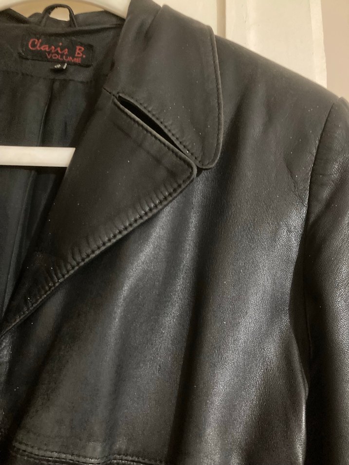 Siyah Midi Deri Kadın Ceket - Görsel 4