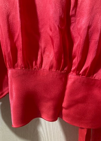 Drapeli Kırmızı Mini Bluz - Görsel 6