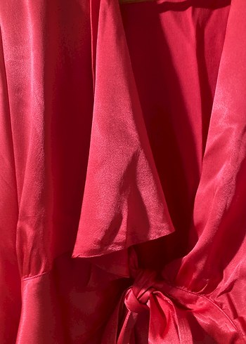 Drapeli Kırmızı Mini Bluz - Görsel 2