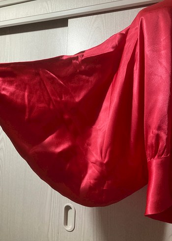 Drapeli Kırmızı Mini Bluz - Görsel 4