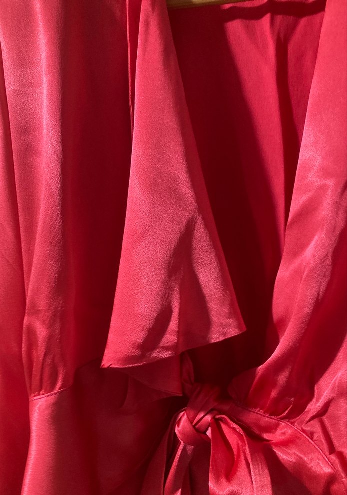 Drapeli Kırmızı Mini Bluz - Görsel 2