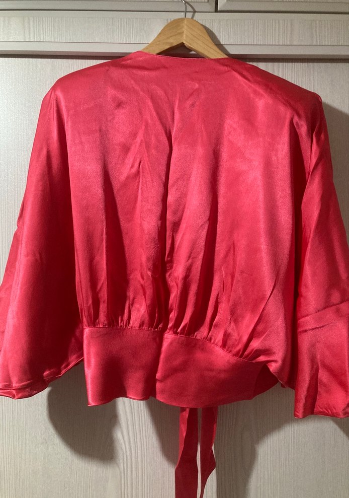 Drapeli Kırmızı Mini Bluz - Görsel 5