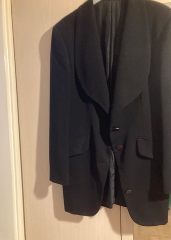 Siyah Kadın Düğmeli Midi Blazer - Görsel 3