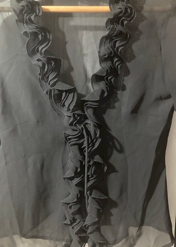 Siyah Kadın Fırfırlı Gotik Gömlek - Görsel 2