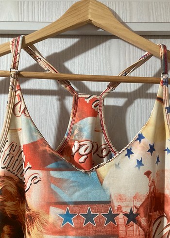 Bohem Çok Renkli Uzun Askılı Elbise - Görsel 4