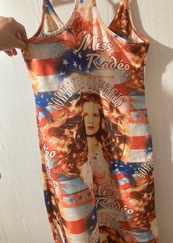 Bohem Çok Renkli Uzun Askılı Elbise - Görsel 6