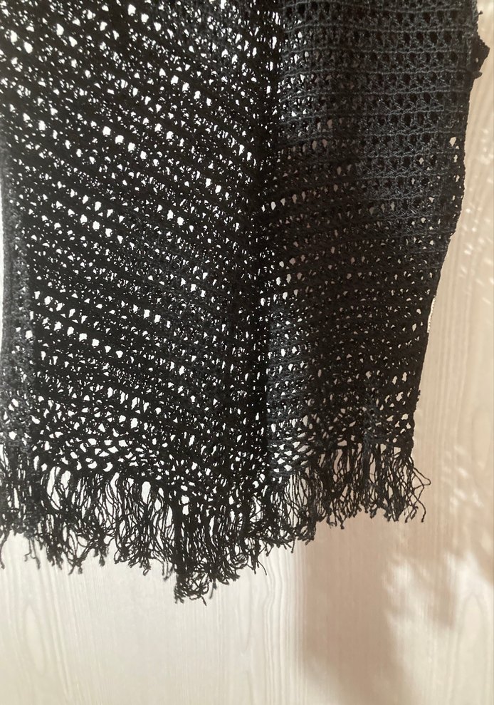 Siyah Örgü Bohem Kadın Şal - Görsel 2