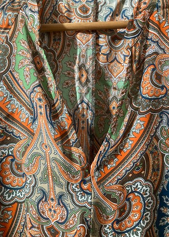 Bohem V Yaka Uzun Kollu Midi Tunik - Görsel 2