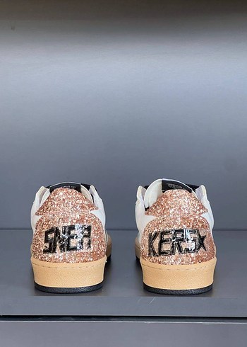 Golden Goose Deluxe Beyaz Simli Stiletto Topuklu Kadın Spor Ayakkabı