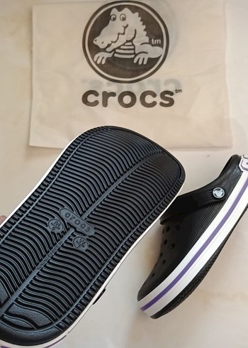 39 Beden siyah Renk CROCS Mor Bantlı Terlik