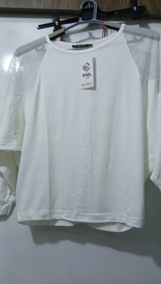 BRK Beyaz Kadın Uzun Kollu file detaylı 36 38 40 bedene uygundur - Görsel 3