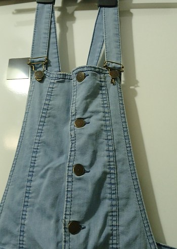 Kadın Mavi Çizgili bahçıvan pantolon - Görsel 3