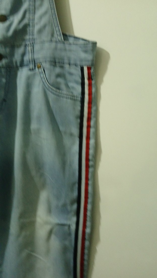 Kadın Mavi Çizgili bahçıvan pantolon - Görsel 5