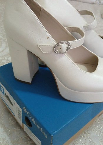 Beyaz Platform Topuklu Kadın Abiye Ayakkabı - Görsel 2